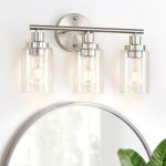 Apenath Vanity Wall Light Fixtures Modern 3 Lights Wall Sconce With Clear Glass Shade Brushed Nickel Farmhouse Wall Lamp For Bat