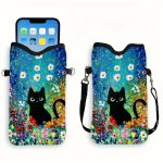 Crossbody Mobile Phone Bag – Floral Cat CMP3