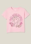 Cotton On Poppy Short Sleeve Print Tee - Blush Pink believe In You Unicorn
