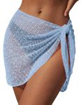 Ekouaer Sarong Wraps For Women Beach Cover Up Short Crochet Bikini Swimsuit Coverup Skirts For Swimwear Light Blue