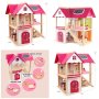 Wooden Dollhouse With Furniture 2-STOREY Play House Set