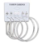 Fashion Earrings Square & Hoop 6 Pair - Silver