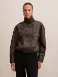 Angela Oversized Pu Bomber Jacket - 16 Chocolate