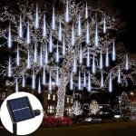 Solar-powered Meteor Shower LED Icicle Lights - Perfect For Christmas Halloween & Thanksgiving Decor Indoor outdoor Use Ideal Fo