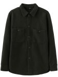 Men's Classic Fashion Solid Button Up Lapel Collar Coat Shirt With Chest Pockets Warm And Thick Jacket For Winter And Fall