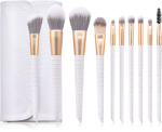 10-PIECE White Ombre Makeup Brush Set With Pouch