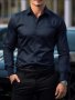 Men's Classic Fashion Dress Shirt Long Sleeve Single Breasted Lapel Shirt In Solid Color Suitable For Business And Formal Occasions