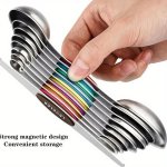 9PCS SET Magnetic Measuring Spoons - Dual Sided For Liquid And Dry Ingredients - Fits In Spice Jars - Accurate Measurements Guar