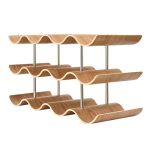 Truding Countertop Wine Rack - 12 Bottle Freestanding Wine Bottle Holder Stand - 3 Tier Wooden Wine Storage Rack - Wavy Wine Org
