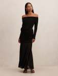 Belinda Bardot Draped Maxi Dress - 16 Black