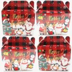 6PCS PACK Christmas Gift Boxes Cookie Boxes Treat Boxes Cardboard Gable Boxes For Candy Christmas Holiday Party Favor Supplies C