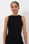 Hi-neck Rib Tank - XL Black