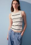 Ribbed Vest Top - White Striped