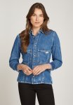 Calvin Klein Long Sleeve Lean Denim Shirt - Stone Mid Blue