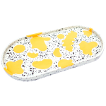 Eco-resin Terrazzo XL Pill Tray - Black & White With Yellow Abstract Shapes