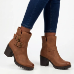 Ester 8 Twin Buckle Block Heel - Chocolate - 8