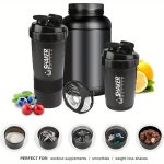 1PC 500ML 17OZ Plastic Protein Powder Shaking Water Cup Portable Leakproof Water Bottle With Mixing Spring Suitable For Sports O
