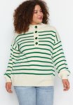 Plus Striped Sweater - Green