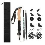 2PCS 5-SECTION Collapsible Trekking Poles - Aluminum Telescopic Real Cork