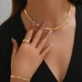 Chic 3PCS Jewelry Set - Sustainable Fish Scale Iron Chain Necklace Ring & Bracelet Combo - Perfect For Casual Attire & Parties