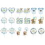 24 Piece Baby Boy Cake Topper Set - Teddy Bear Theme