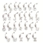 1PC English Letter Shape Pendant Belly Button Ring Inlaid Shiny Zirconia Simple Style Navel Nail Body Piercing Jewelry
