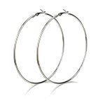 Dainty 100MM Silver Plated Big Large Hoop Earrings For Women Sensitive Ears Fashion Round Circle Oversize Huggie Hypoallergenic