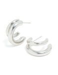 Waterproof Stainless Steel Double Illusion Open Hoop Earrings