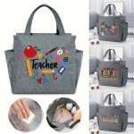 Teacher Print Fashionable Travel Picnic Bag Portable Thick Handbag For Office School Travel Festival Teacher Presents