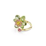SWAROVSKI Idyllia Open Ring Mixed Cuts Flower Green Gold-tone Plated - 60
