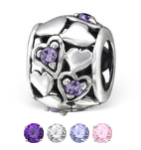 C786-C3783 - 925 Sterling Silver Cz Heart European Charm Bead - Cz Clear Crystal