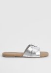 Metallic Woven Basic Mule Sandals - Silver