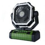 Portable Camping Fan With LED Light - Green