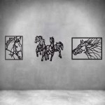 3 Piece Horses In Frames - Grey L 1000 X H 290MM