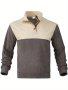 Retro Color Block Knitted Ribbed Sweater Men's Casual Warm Mid Stretch Stand Collar Pullover Sweater For Men Fall Winter Old Money Style