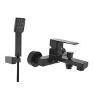 Sterlyn Black Bath Mixer With H shower Hose & Wall Bracket