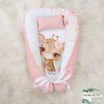 Baby Safe Nest Safe Sleeping Pod Soft Beige Pink Flower Giraffe Set