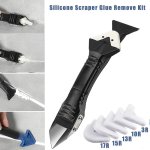 5 In 1 Silicone Scraper Glue Remover Knife Angle Beauty Sewing Spatula Beauty Sewing Tool Hand Tools Silicone Caulking Tools Sea