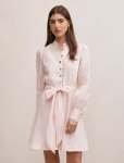 Elari High Neck Button MINI Dress - 16 Rosewater