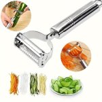 2-IN-1 Stainless Steel Multi-purpose Kitchen Tool - Versatile Fruit & Vegetable Peeler Grater And Slicer With Straight Blade - I