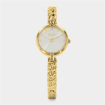Womens Gold Plated Silver Dial Bangle Watch