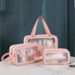 Set Of 3 Transparent Cosmetic Wash Bag - Black