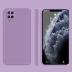 For Samsung Galaxy A12 Solid Color Imitation Liquid Silicone Straight Edge Dropproof Full Coverage Protective Case Purple