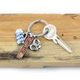 Keyring Bavarian Themed With 3 Charms - Pretzel Beer And O Zapft Is
