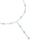 Silver Plated Cubic Zirconia Blue Alternating Oval Y-necklace