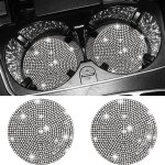 1PC Bling Car Cup Holder Coaster 6.99 Cm Anti-slip Shockproof Full Rhinestone Design Universal Fit Most Cars
