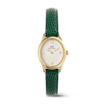 Ophelia MINI Green Lizard White Guilloch Gold Watch