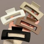 Elegant Oblong Hair Claw Clips Set - Solid Color Non-slip Strong Hold Jaw Clamps Hollow Styling Accessories For Women Suitable F