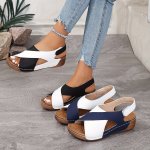 Women's Elegant Wedge Sandals Comfortable Fashion Contrast Color Sandals Casual Summer Beach Outdoor Shoes