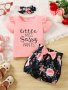 Adorable 3-PIECE Outfit For Baby Girls - 'little Miss Sassy Pants' T-Shirt Floral Shorts & Headband Set